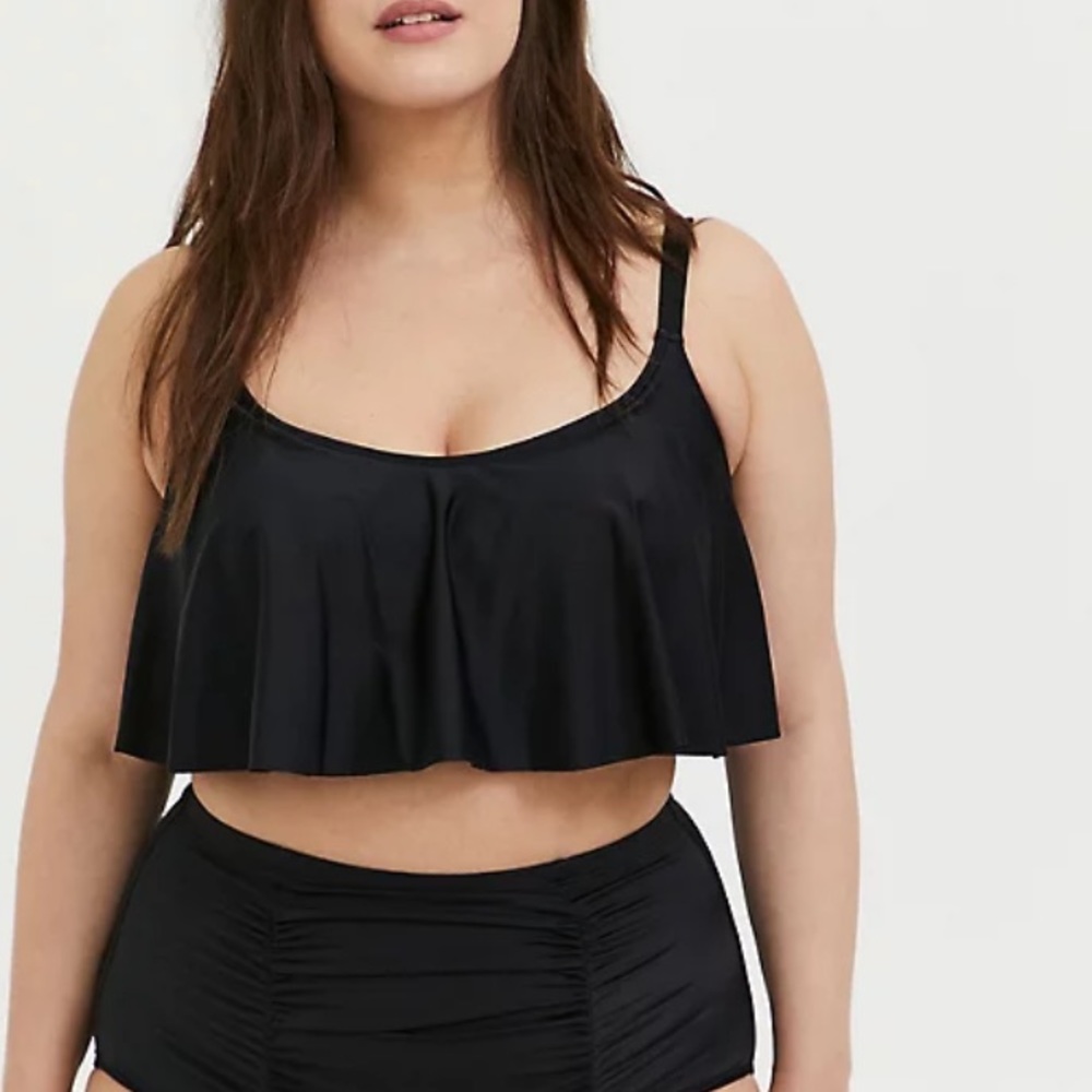 3X Torrid Black Flounce Wireless Bikini Top